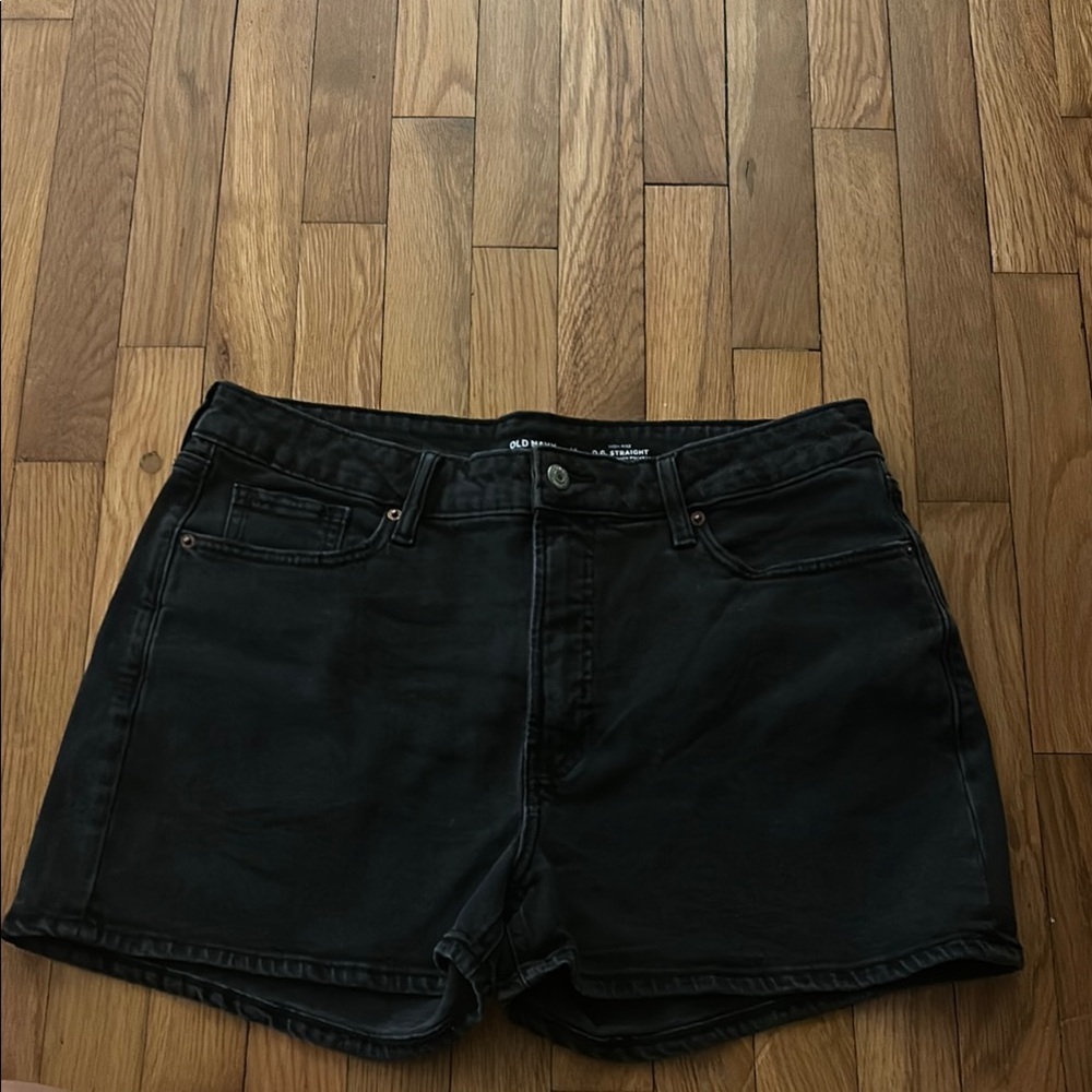 Old Navy Black Jean Shorts Mid-Rise Sturdy Denim